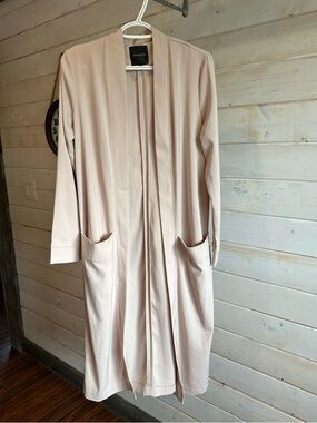 Dynamite | Beige Open Front Long Sleeve Duster Cardigan
